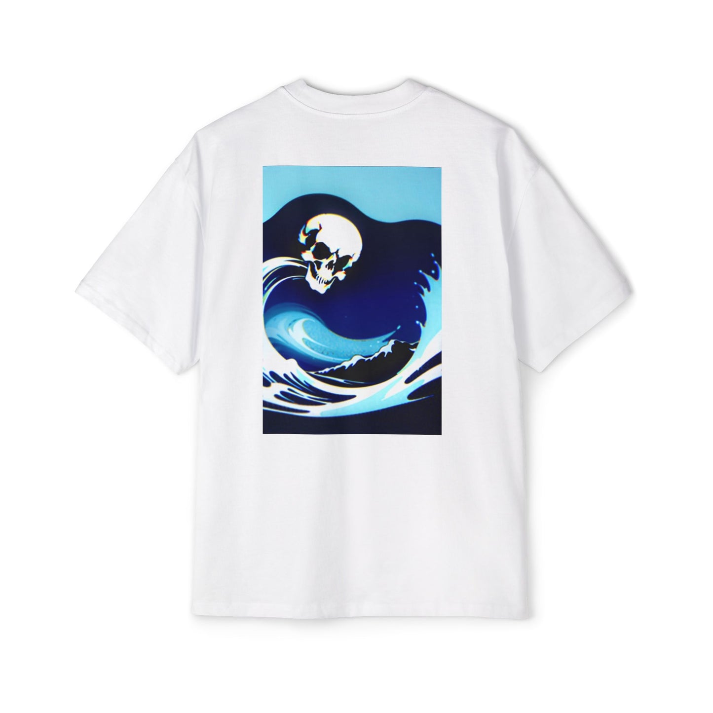 Men's Heavy Oversized Tee - Skull & Waves Graphic Tee