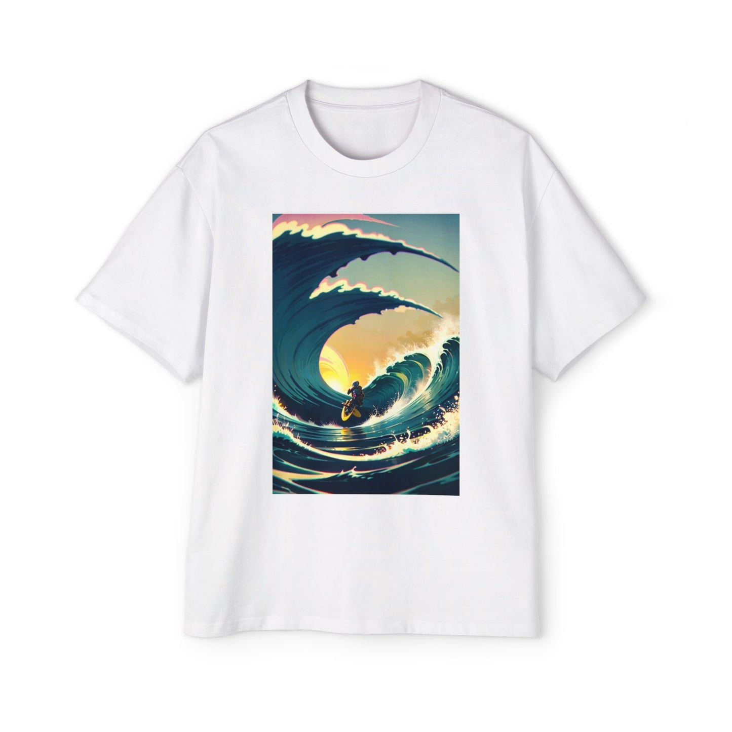 Surfing Waves Oversized Tee - Men's Graphic Shirt for Beach Lovers