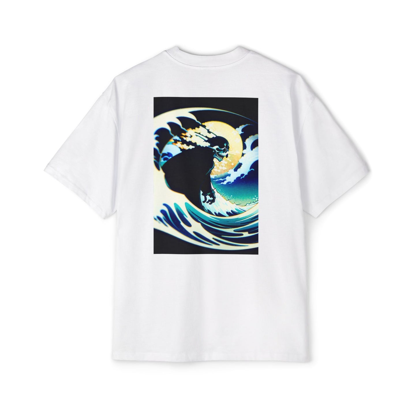 Ocean Wave Skull Men's Oversized Tee - Bold Graphic T-Shirt for Beach Lovers