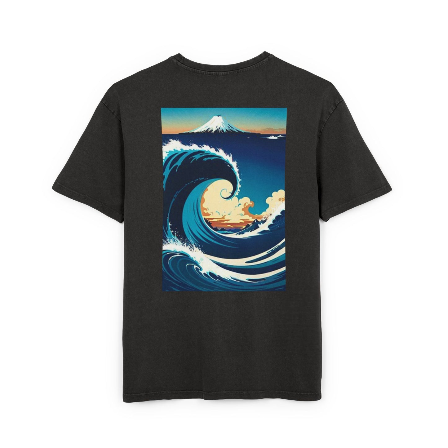 Men's Acid Washed Oversize Wave Tee - Stylish Graphic T-Shirt for Summer Vibes