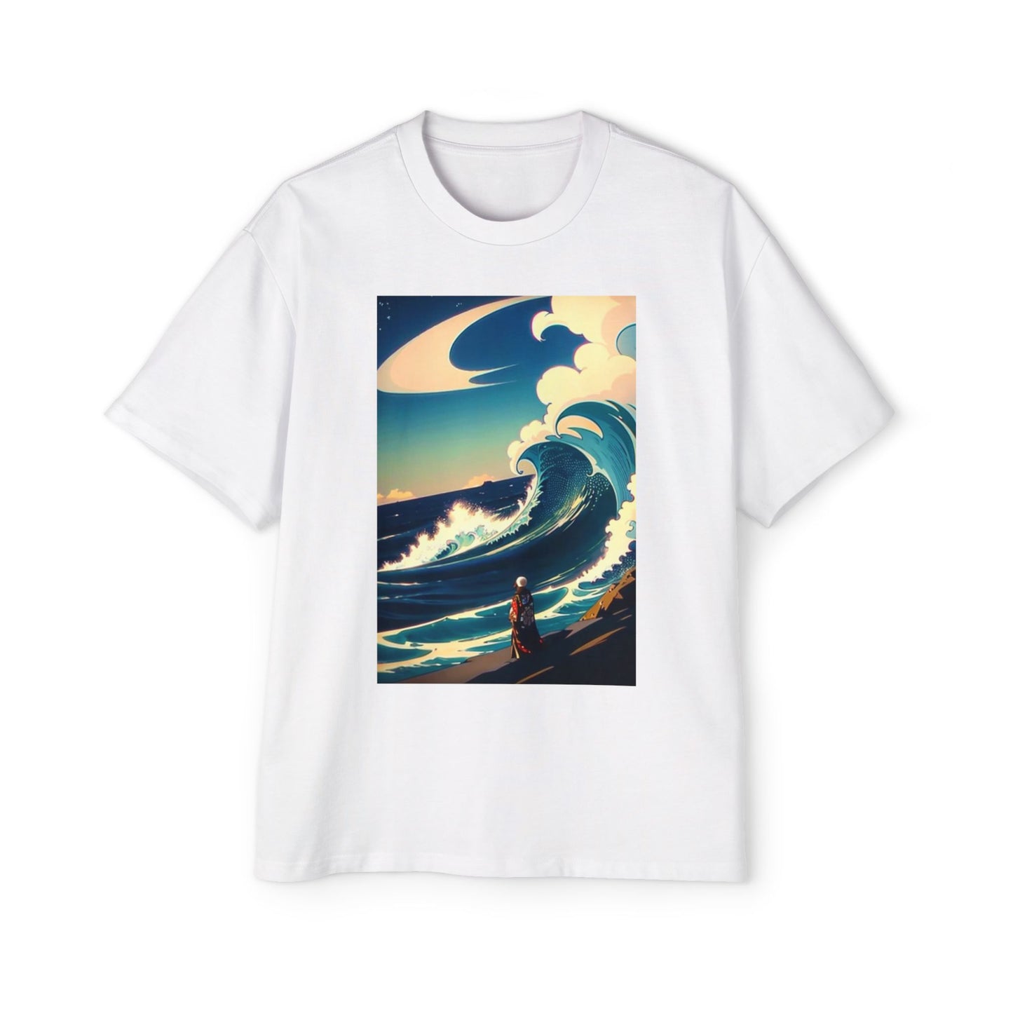 Ocean Wave Art Oversized Tee - Men's Graphic T-Shirt for Beach Lovers