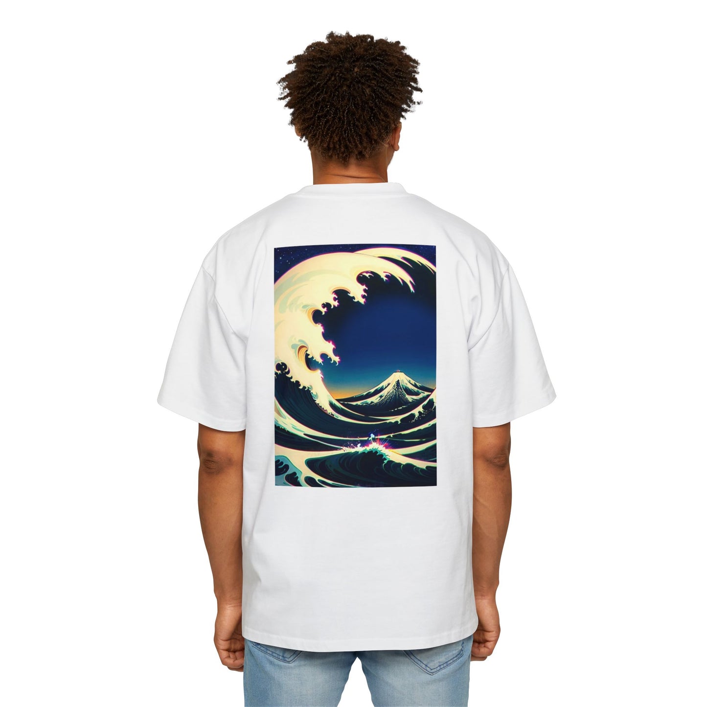 Ocean Wave Art Oversized Tee - Men's Graphic T-Shirt for Beach Lovers
