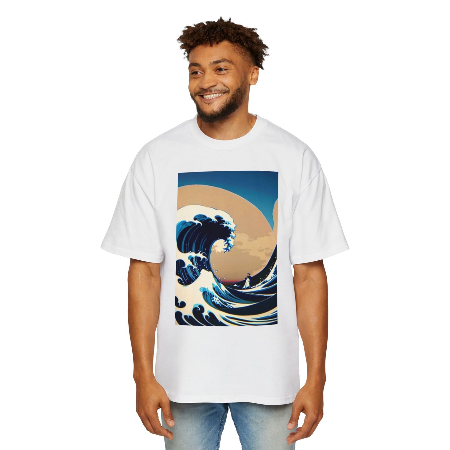 Ocean Wave Graphic Tee, Men's Oversized T-Shirt, Beachwear, Relaxed Fit, Casual Summer Shirt, Gift for Beach Lovers