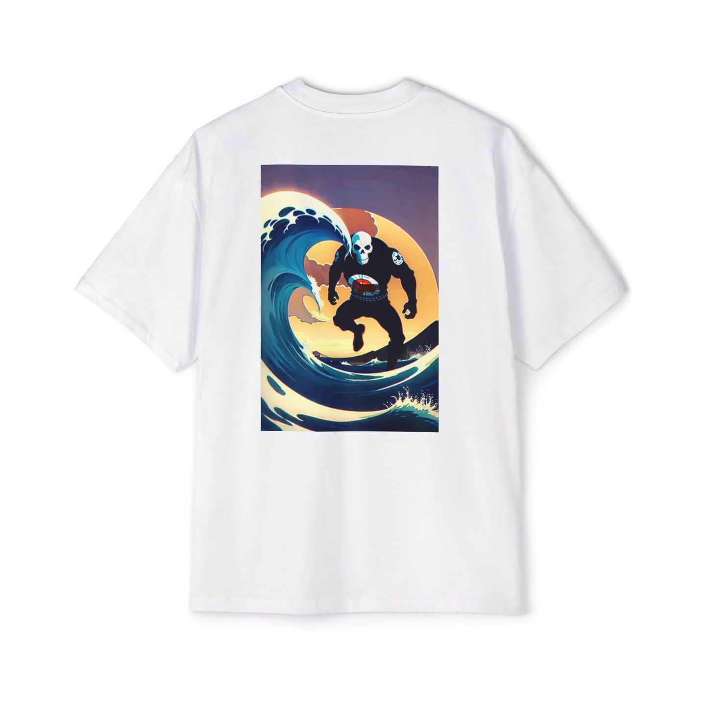 Surf Skull Graphic Tee - Men’s Oversized Heavyweight T-Shirt for Beach Lovers & Skate Enthusiasts