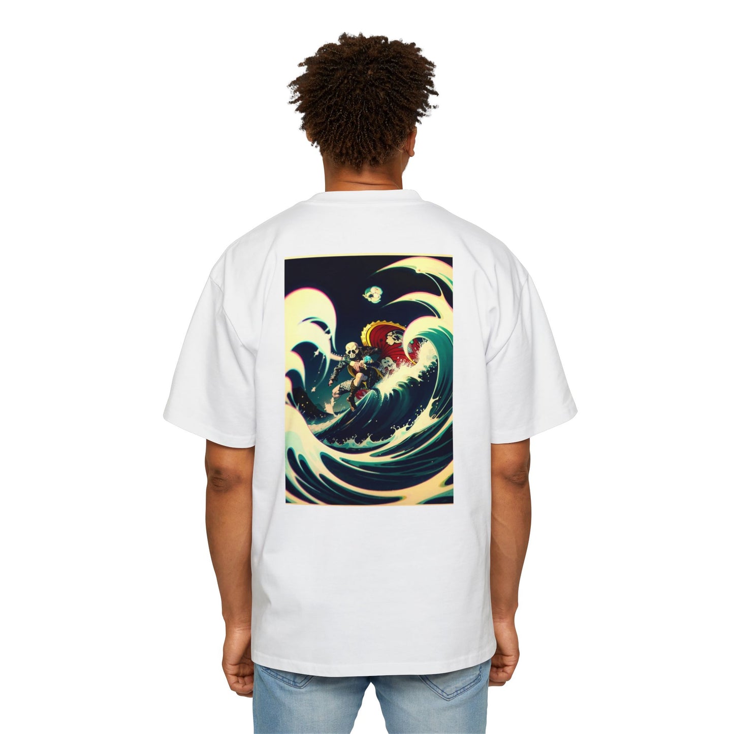 Surfing Waves Oversized Tee - Men's Graphic Shirt for Beach Lovers