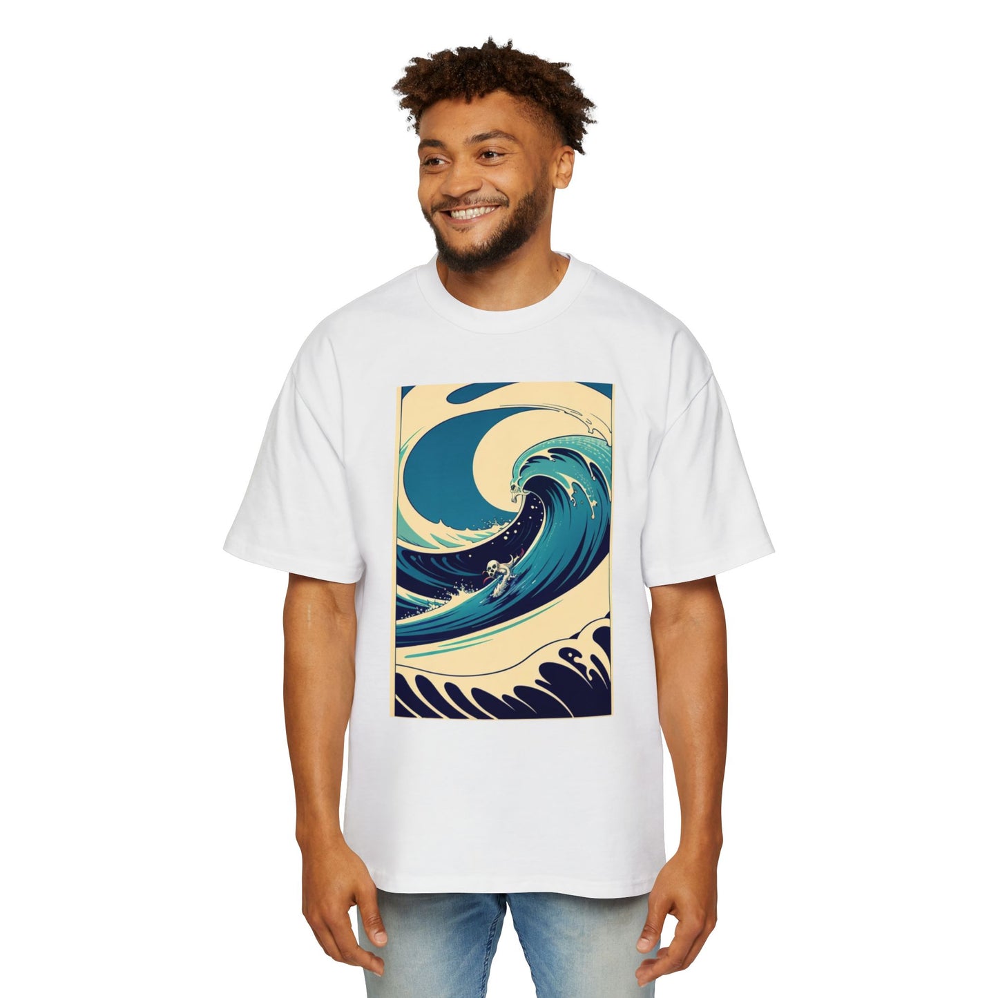 Ocean Wave Graphic Tee | Men’s Heavy Oversized T-Shirt