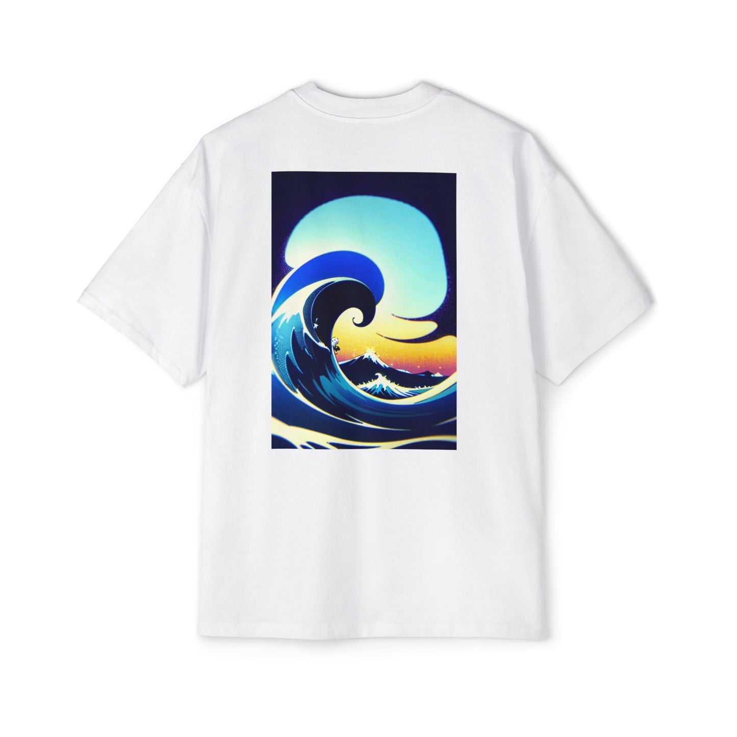 Ocean Wave Art Heavy Oversized Tee for Men - Graphic Surf Tee
