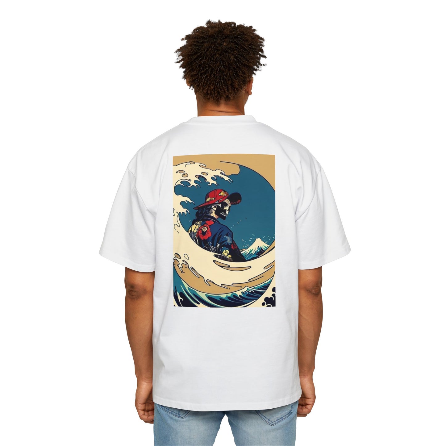 Men's Heavy Oversized Tee - Wave Art Graphic Tee
