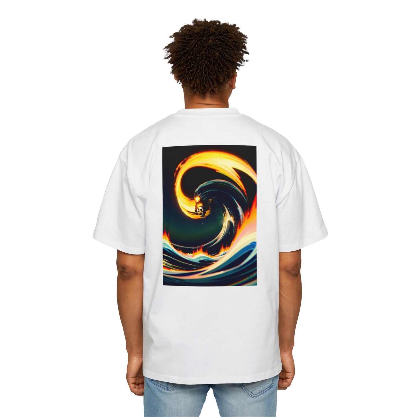 Men's Oversized Skull Wave Tee - Unique Graphic T-Shirt for Casual Wear
