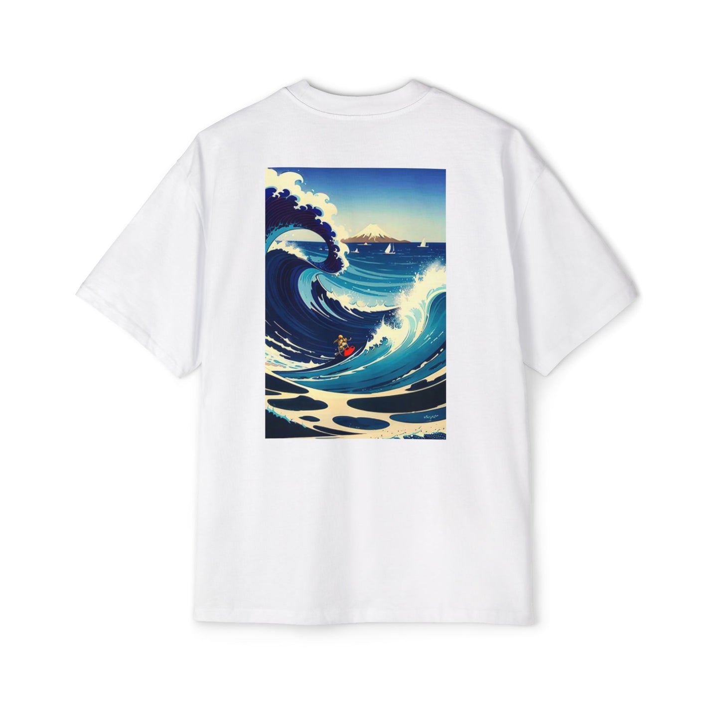 Men's Heavy Oversized Tee - Wave Art Graphic Tee | Surf & Beach Vibe | Perfect for Summer Adventures