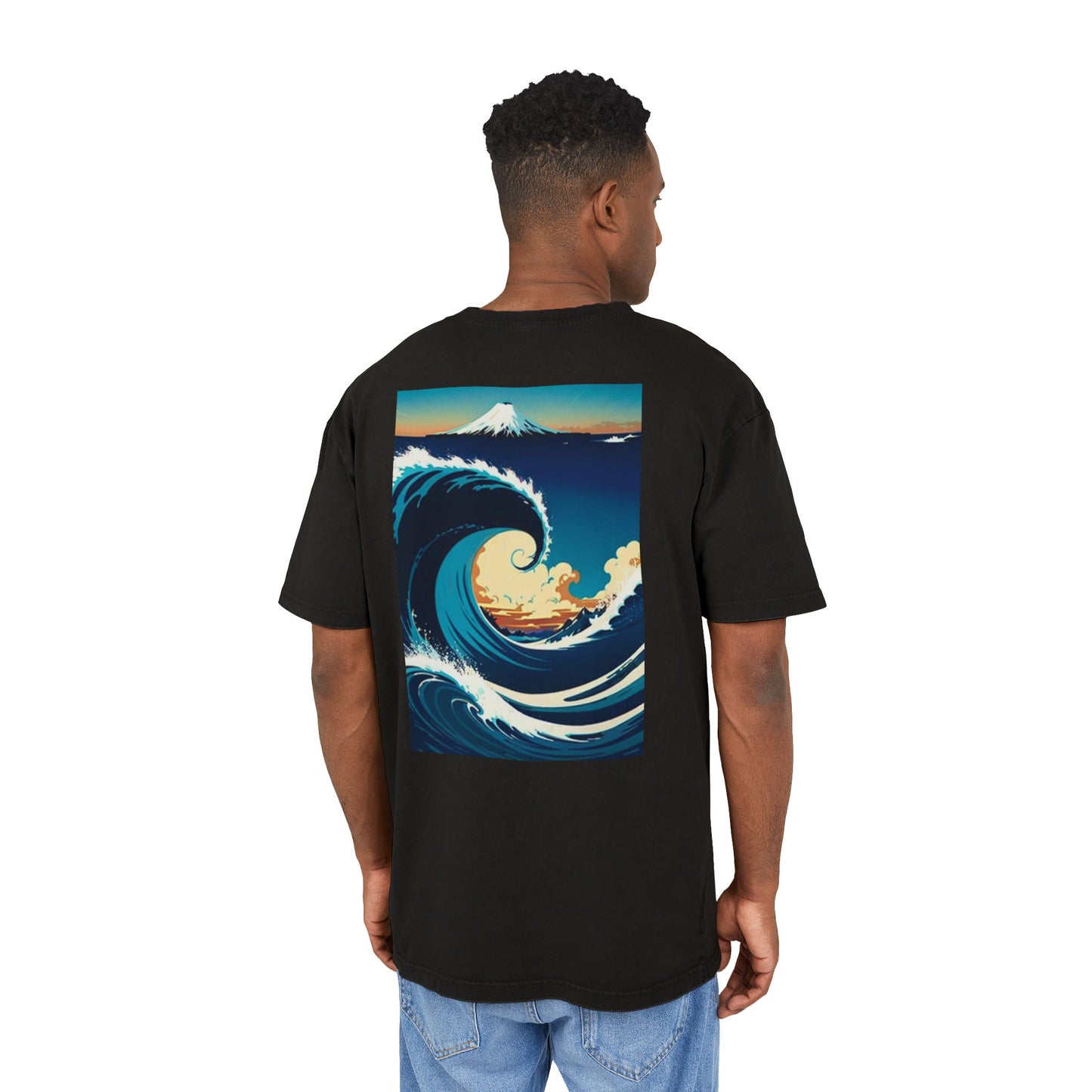 Men's Acid Washed Oversize Wave Tee - Stylish Graphic T-Shirt for Summer Vibes